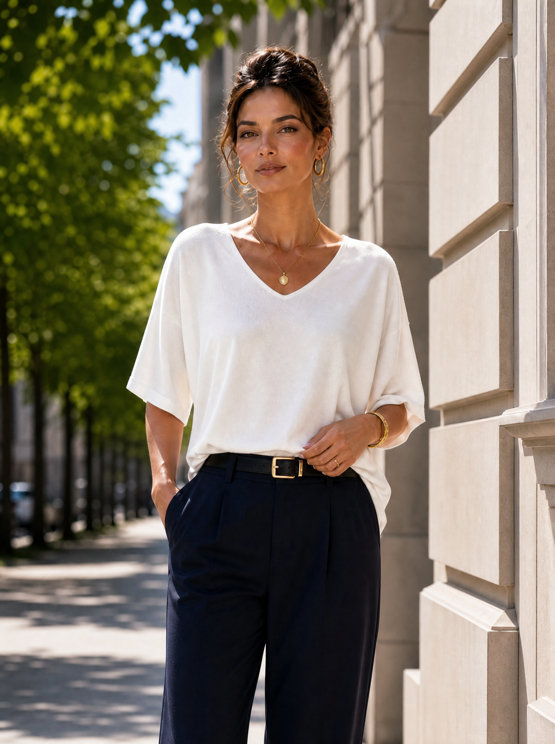 “ZOE” V-Neck Fine Knit white