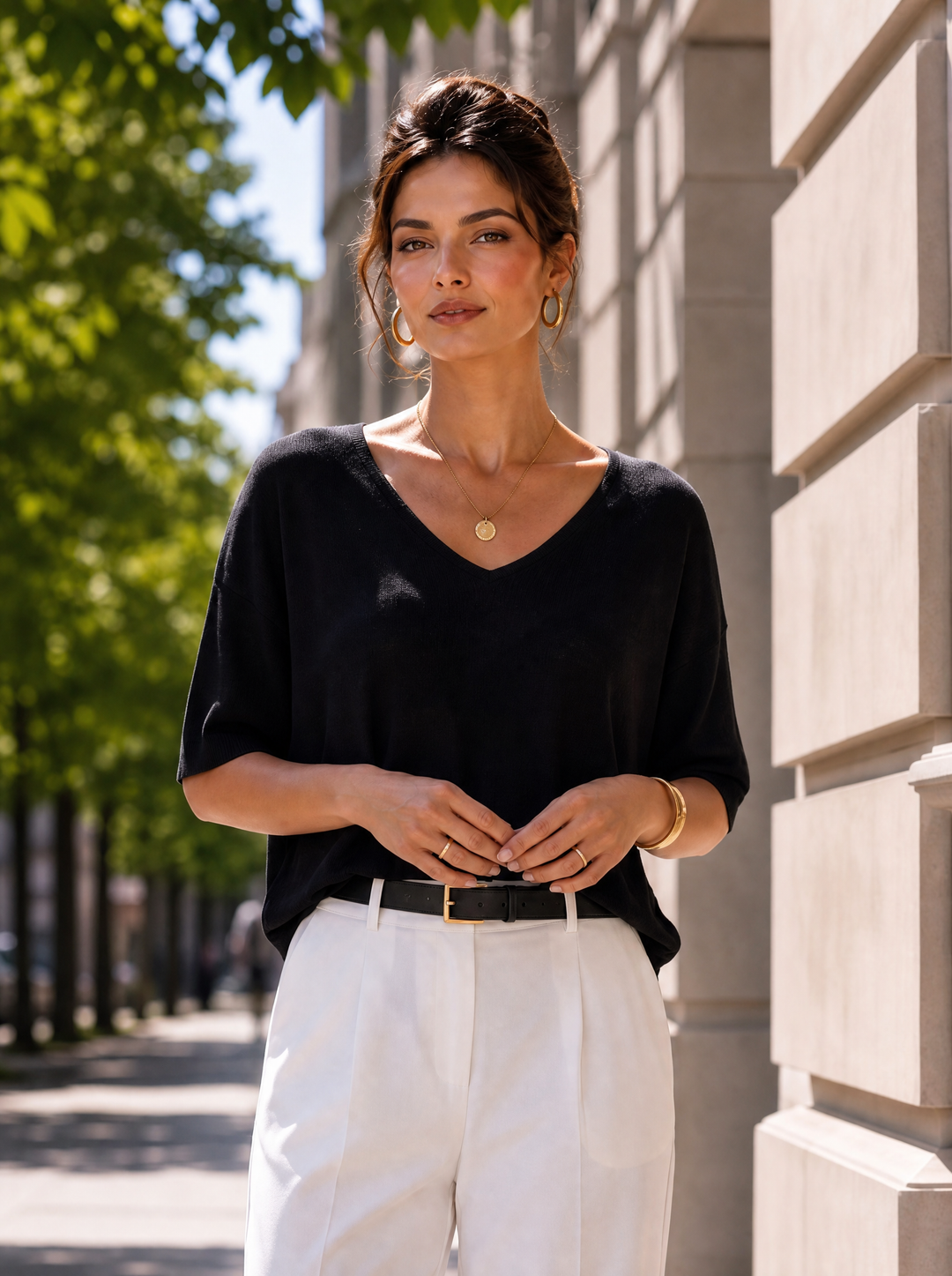 “ZOE” V-Neck Fine Knit black