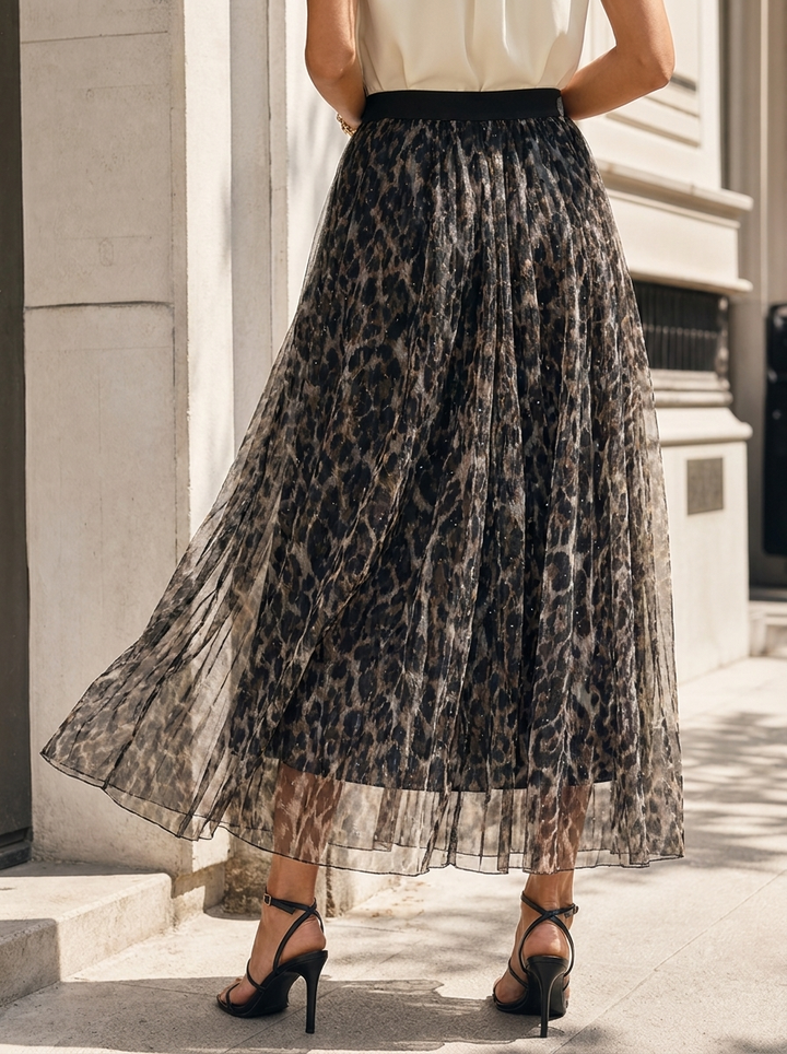 “JESS” Animal Print Mesh Skirt 
