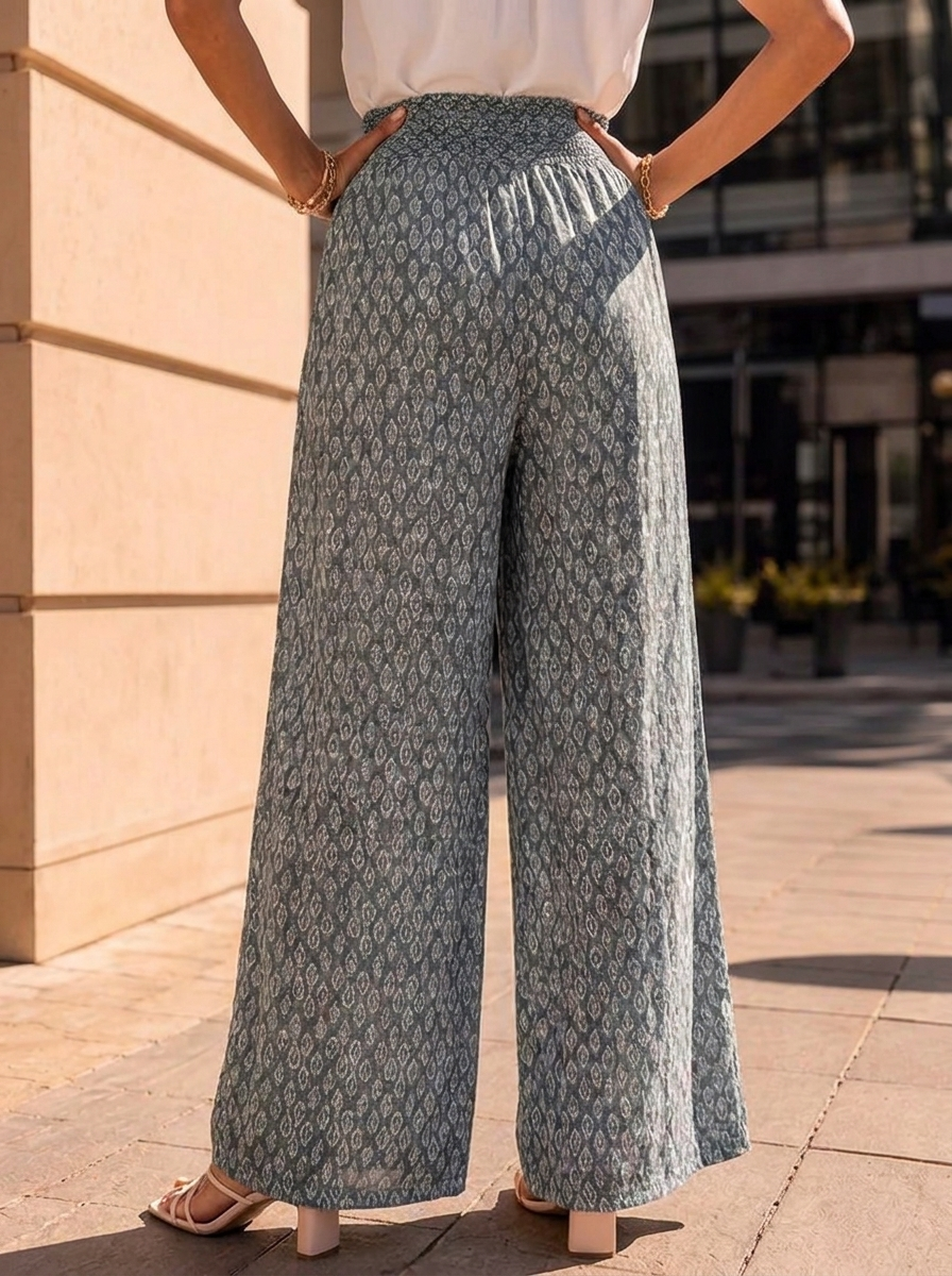 “IVY” Mosaic Print Palazzo Trousers