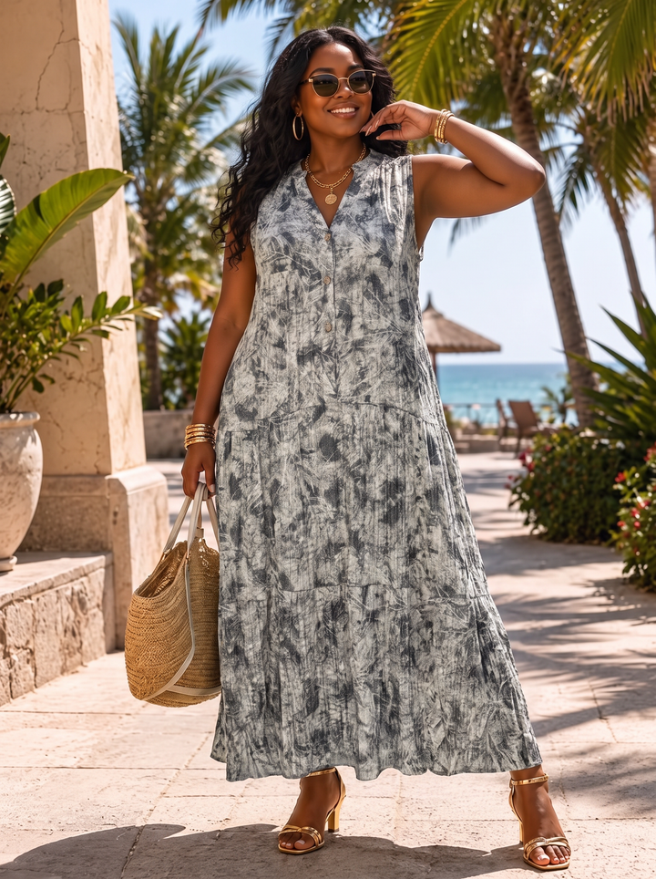 “ALICE” Empire Line Tiered Maxi Dress floral print botanical print