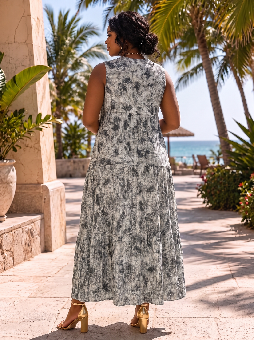 “ALICE” Empire Line Tiered Maxi Dress floral print botanical print
