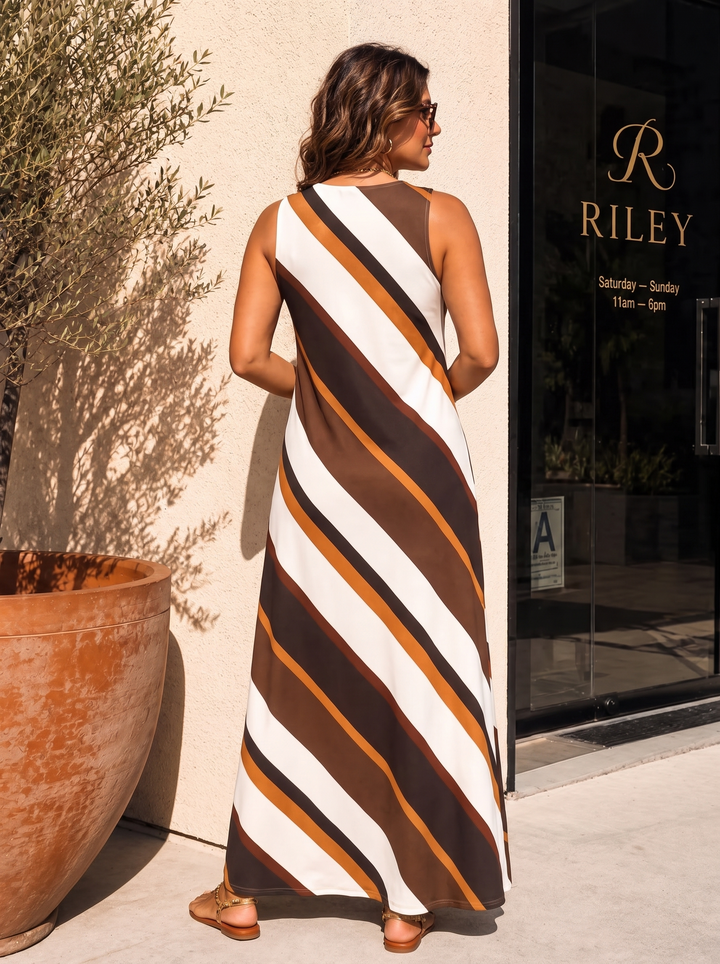 “KENZIE” Diagonal Stripe Maxi Dress