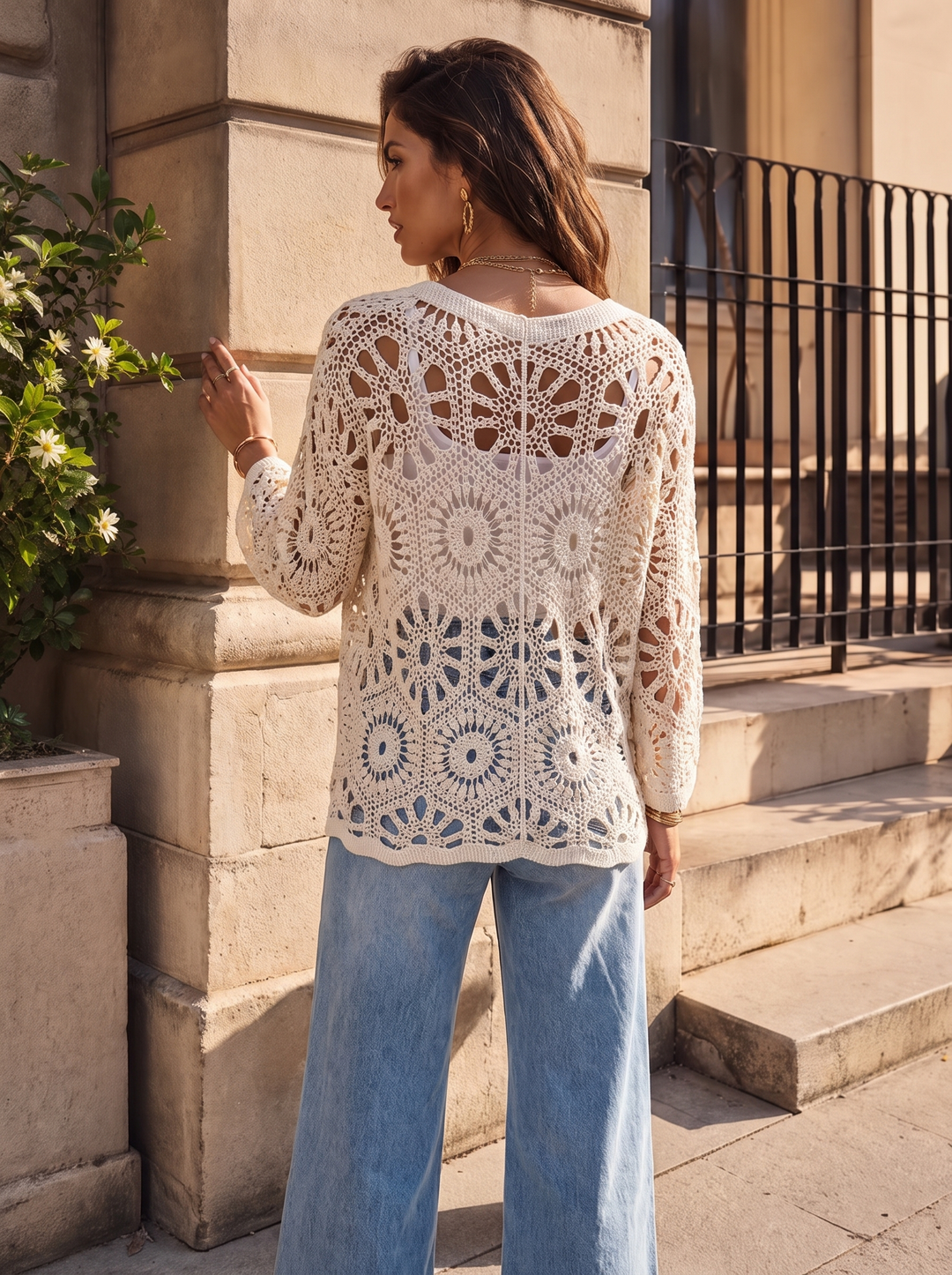 “RONNIE” Crochet Cardigan / Top  cream