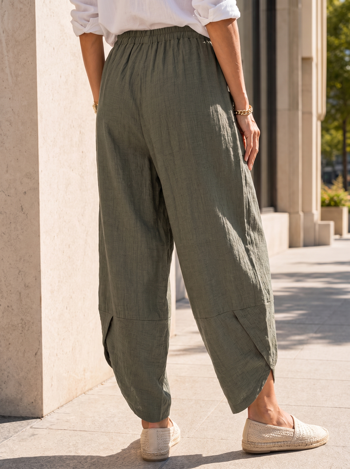 “LARA” Lagenlook Barrel Trouser khaki green