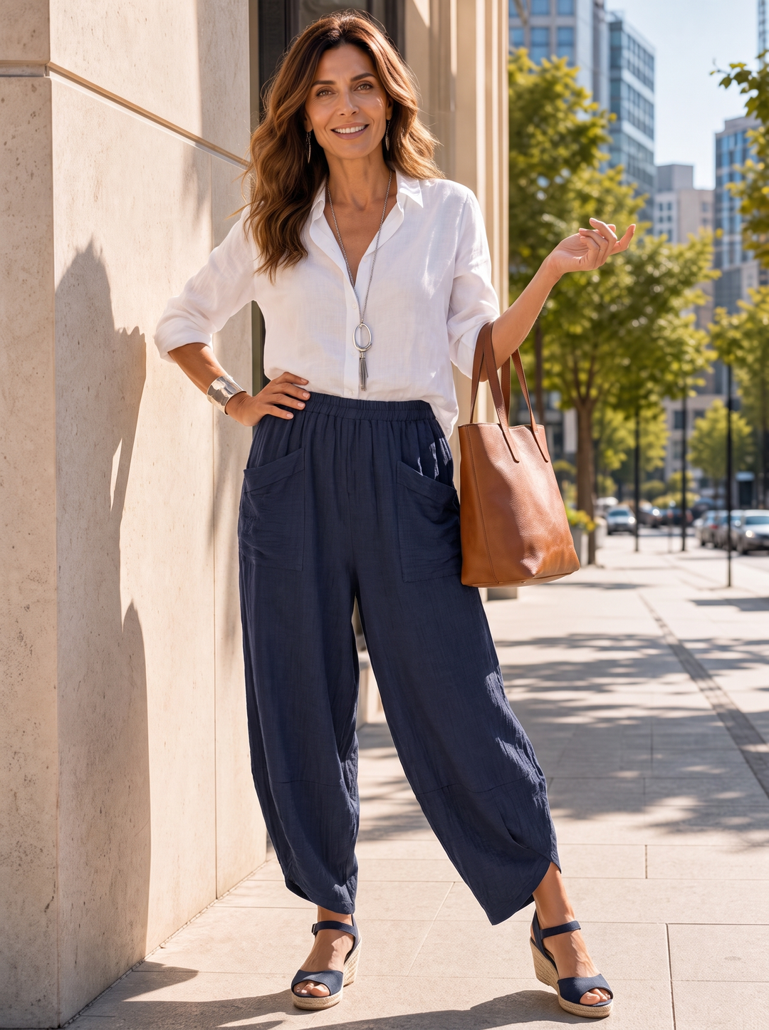 “LARA” Lagenlook Barrel Trouser navy