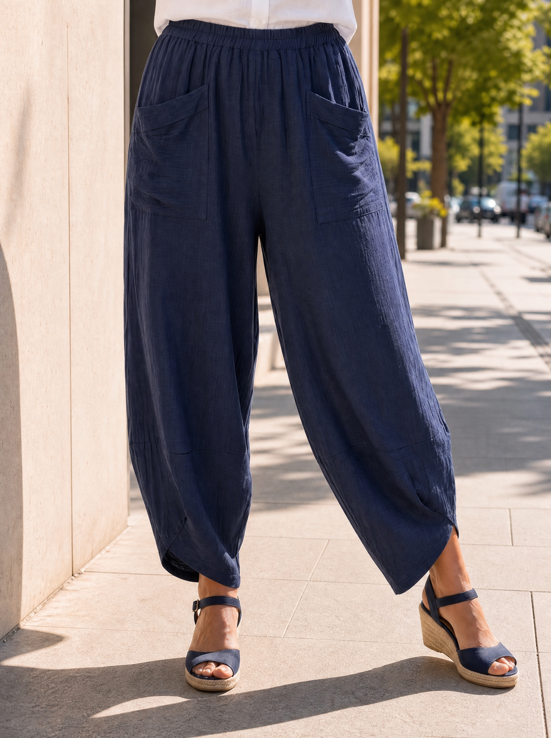 “LARA” Lagenlook Barrel Trouser  navy