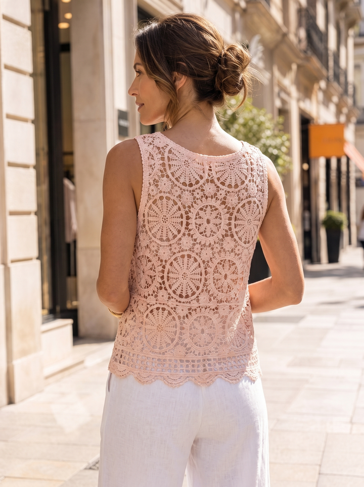 “IZZY” Crochet Tank Top pink