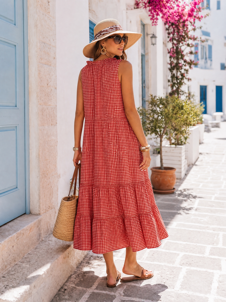“TIFFANY”  Gingham Tiered Smock Dress