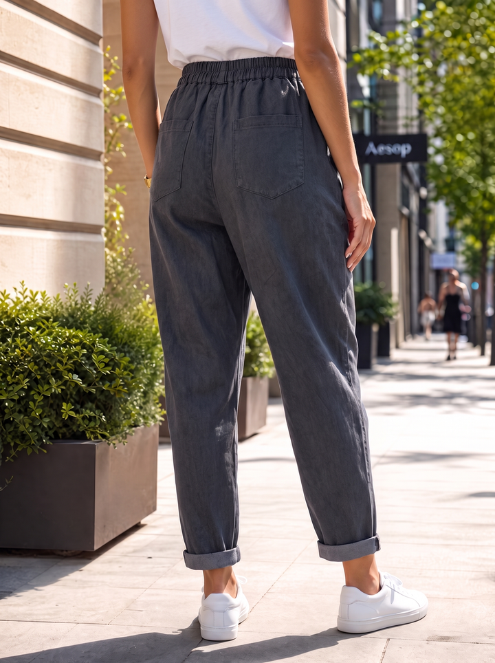 "MARTA” Relaxed Fit Acid Wash Trouser black