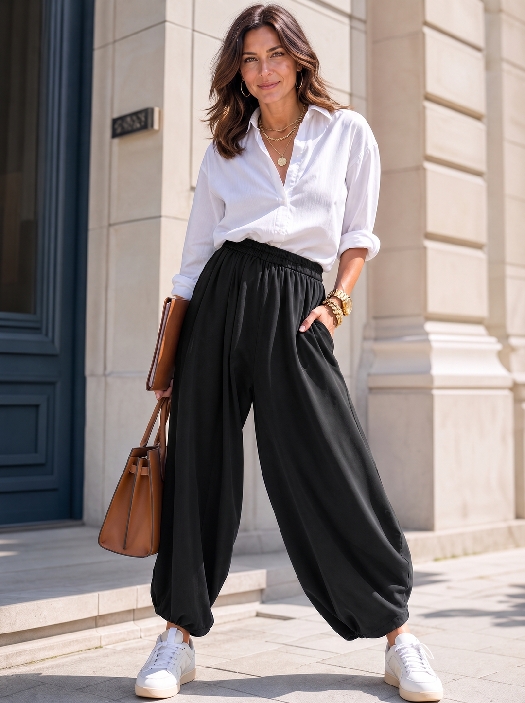“LYDIA” Balloon Wide Leg Trousers black