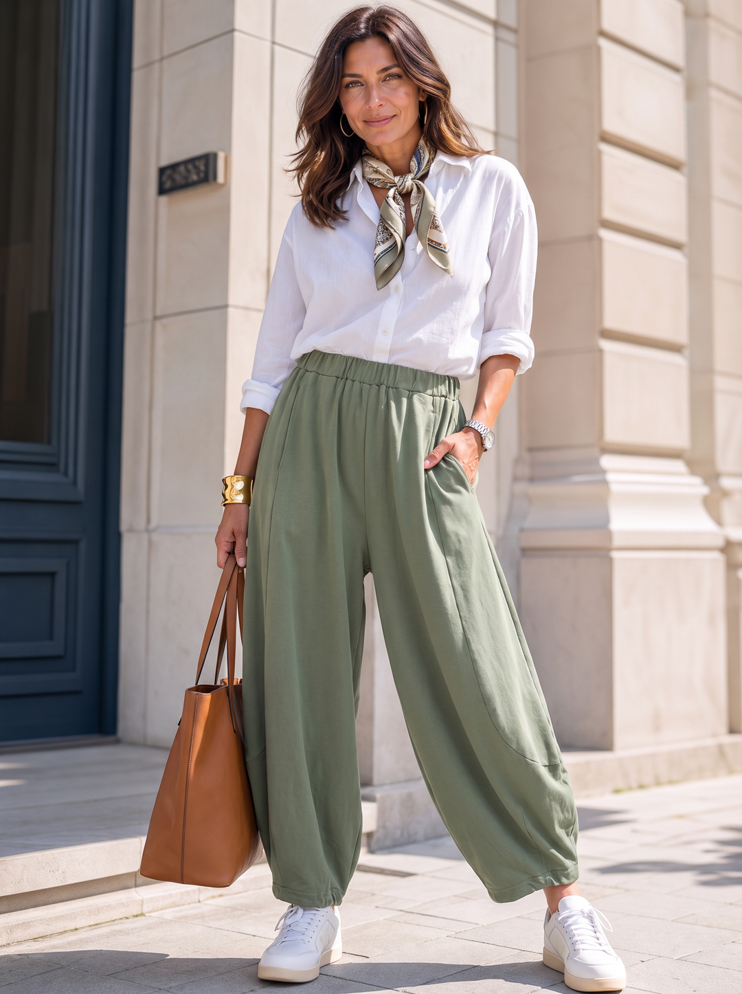 “LYDIA” Balloon Wide Leg Trousers khaki green