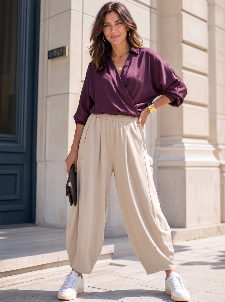 “LYDIA” Balloon Wide Leg Trousers cream