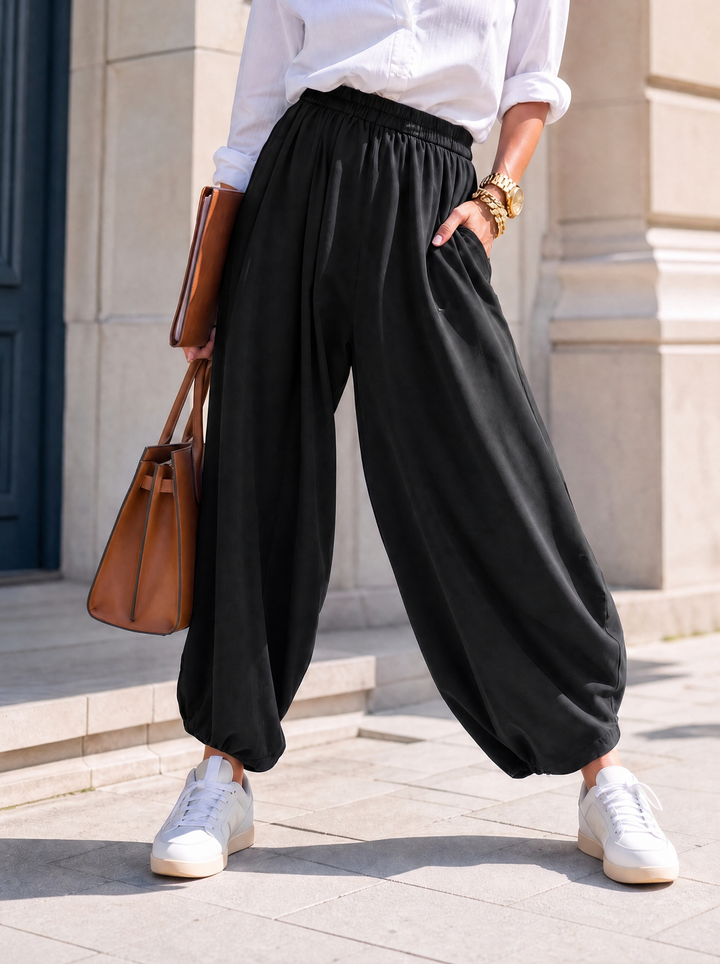 “LYDIA” Balloon Wide Leg Trousers black