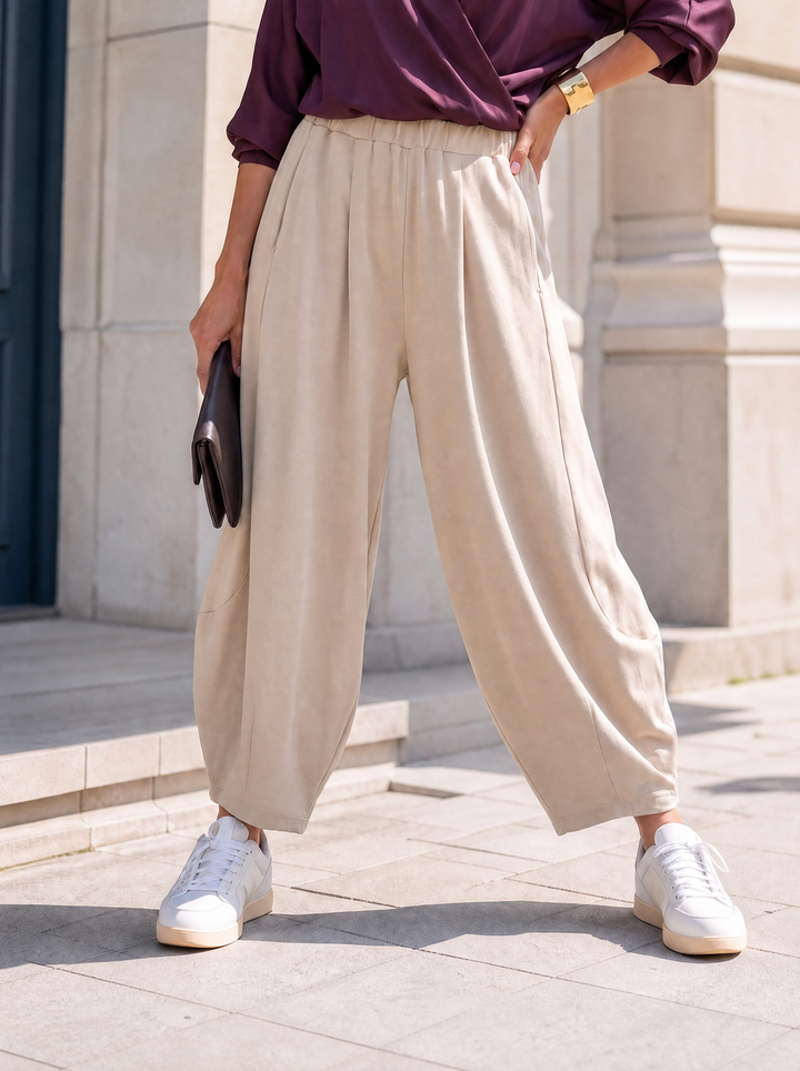 “LYDIA” Balloon Wide Leg Trousers cream
