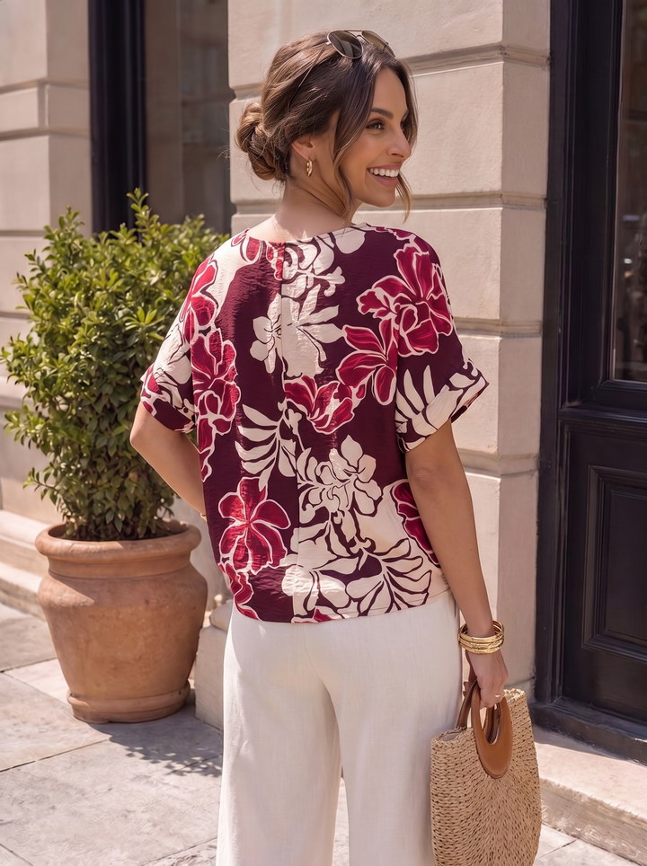 “BELLE” Floral Blouse burgundy