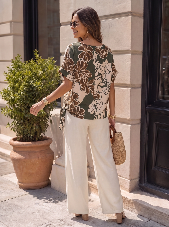 “BELLE” Floral Blouse khaki green