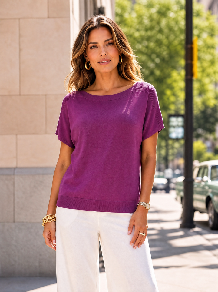 “ELLA” Fine Knit Top magenta