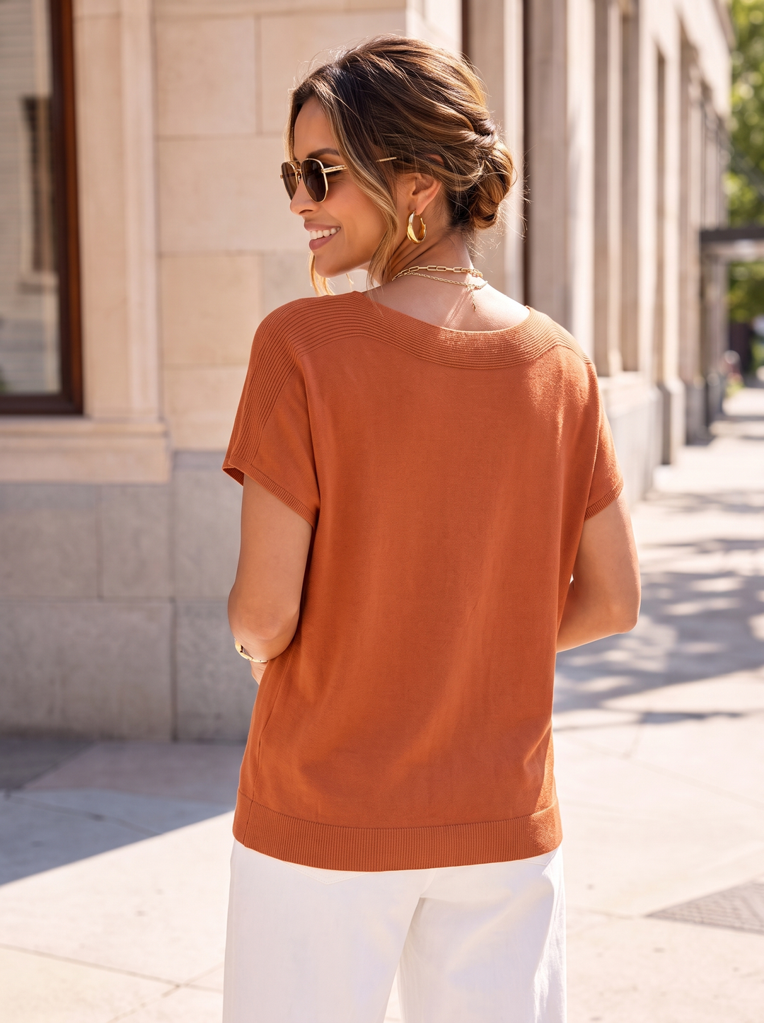 “ELLA” Fine Knit Top rust orange