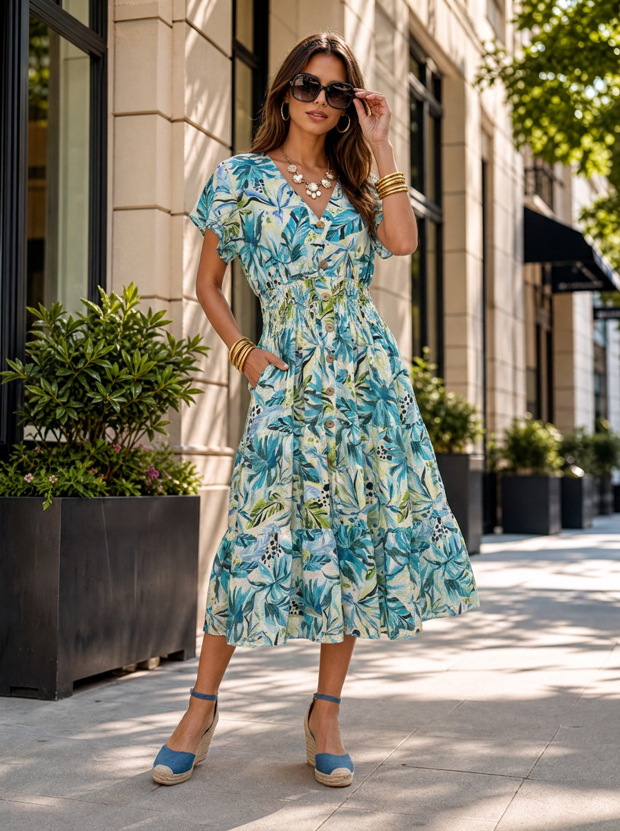 “PEYTON” Midi Length Dress aqua blue