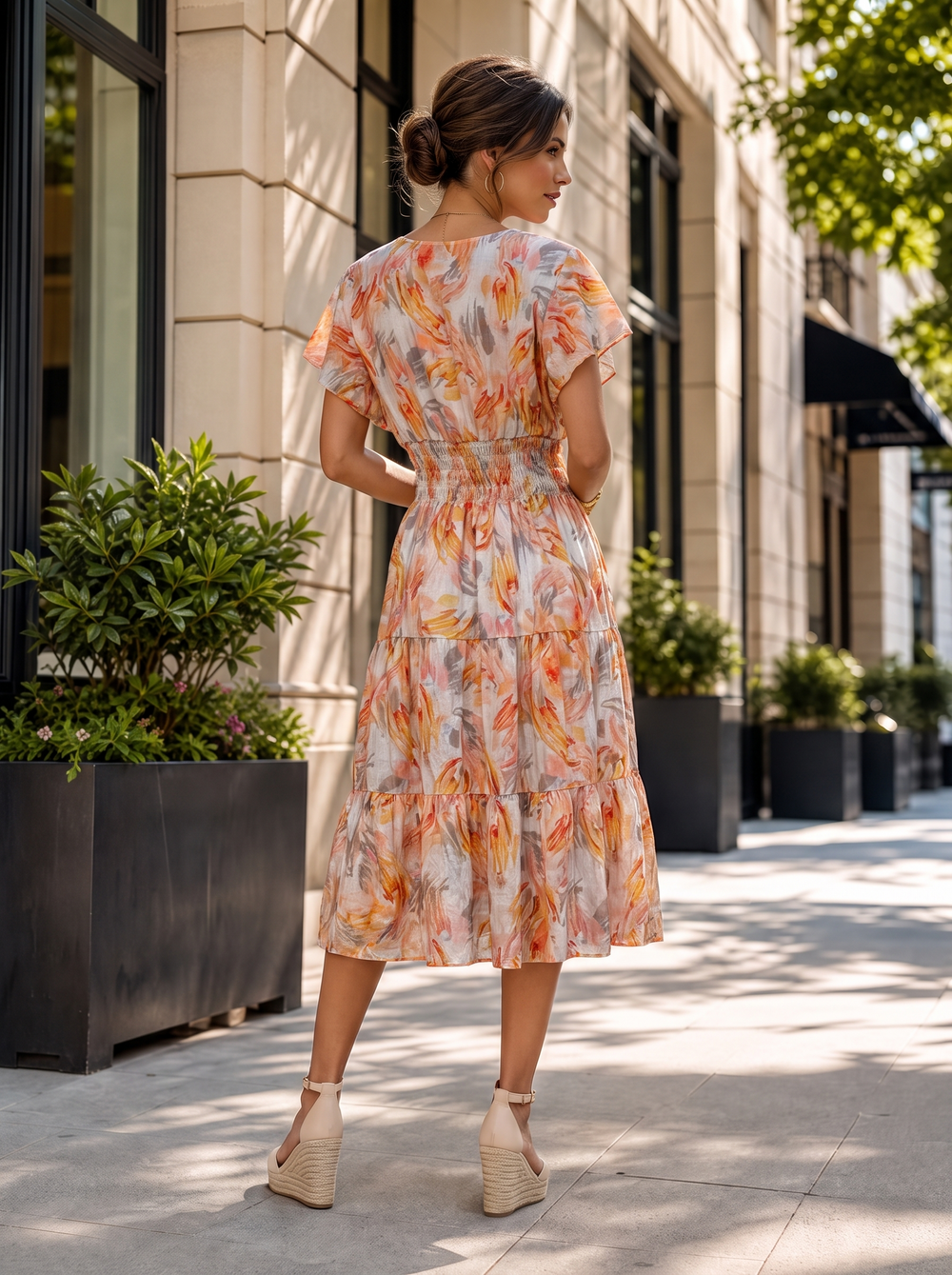 “PEYTON” Midi Length Dress orange