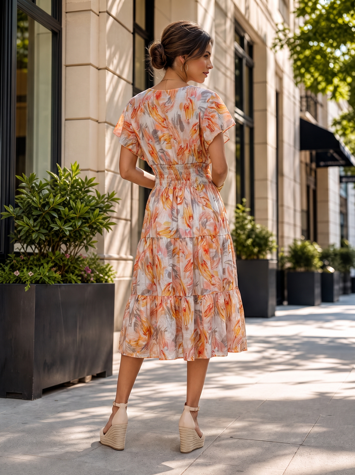 “PEYTON” Midi Length Dress orange