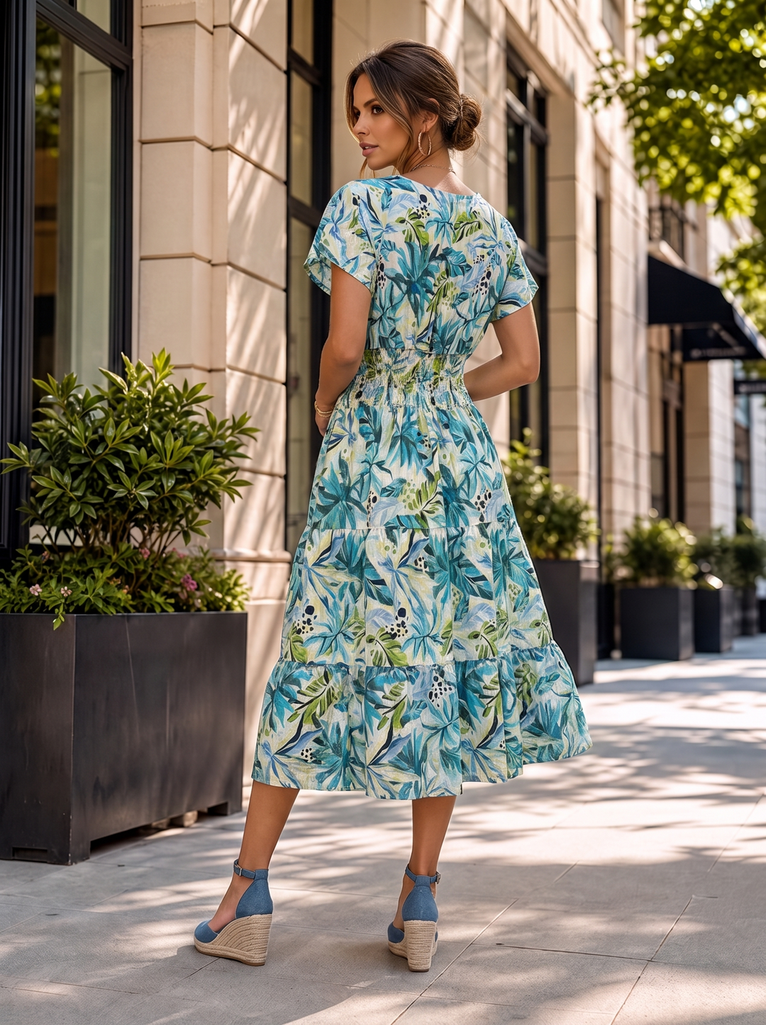 “PEYTON” Midi Length Dress aqua blue
