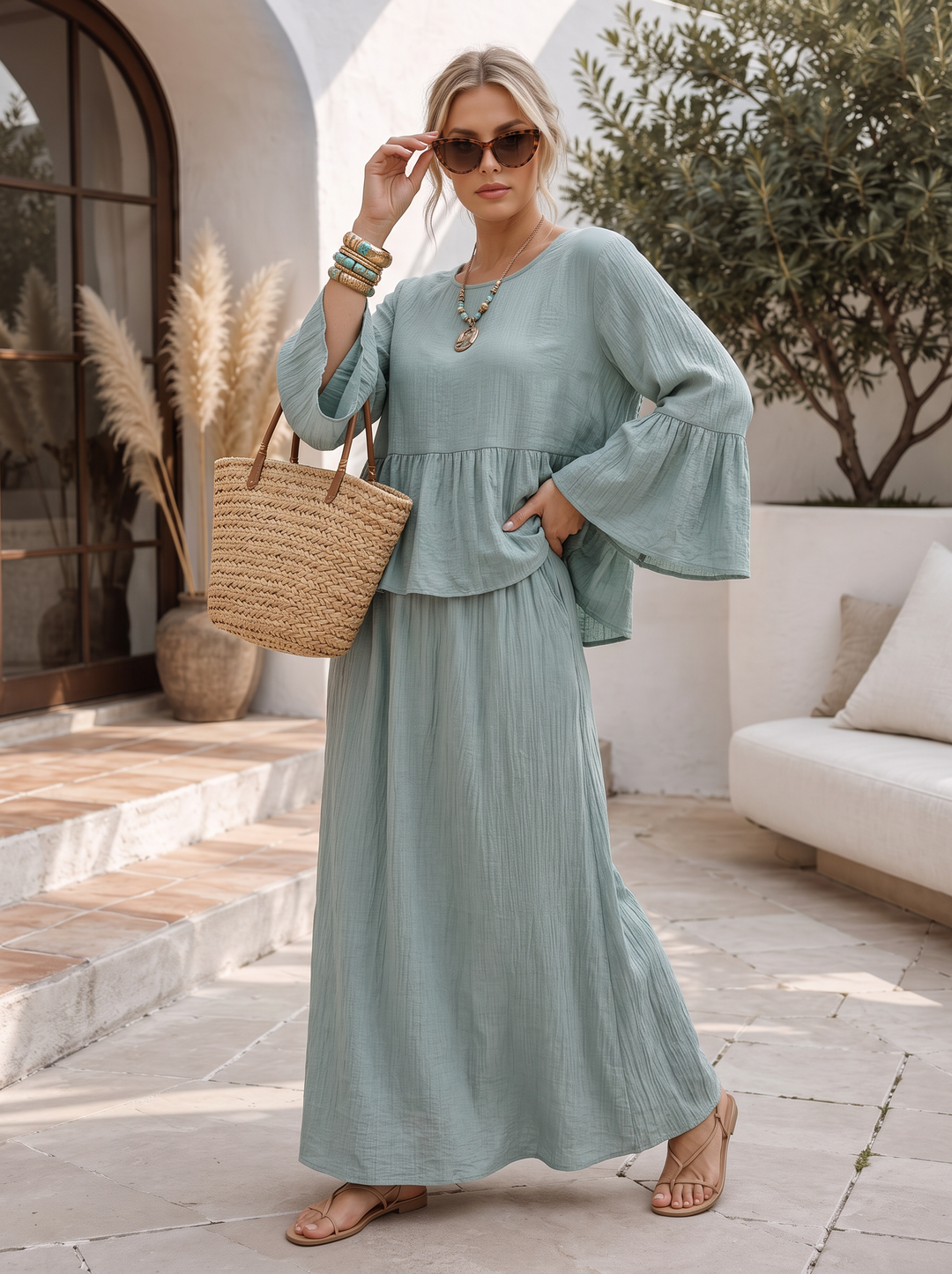 “KAYLEE” Frill Sleeve Co-Ord mint