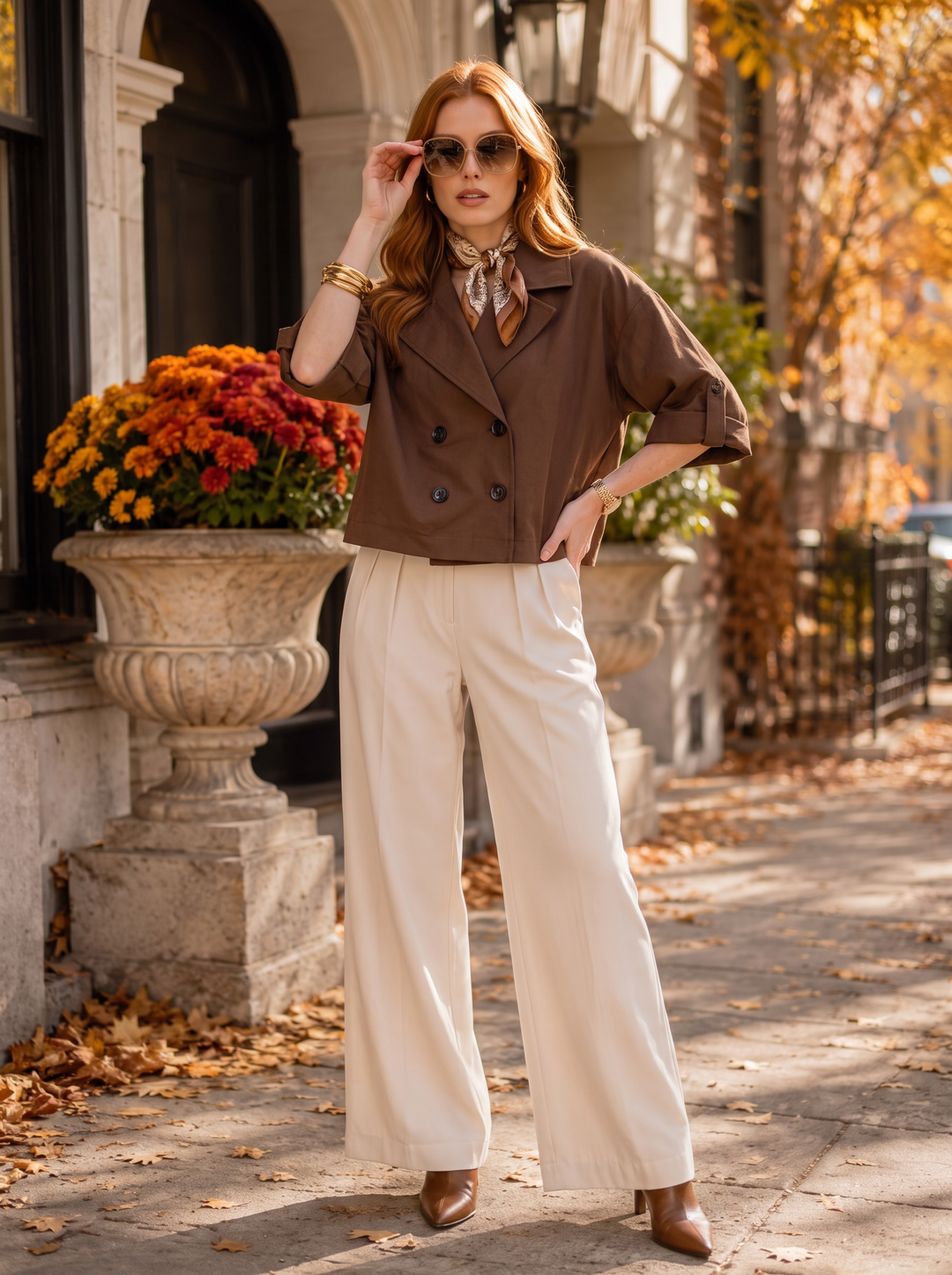 “NELLIE” Cropped Jacket brown