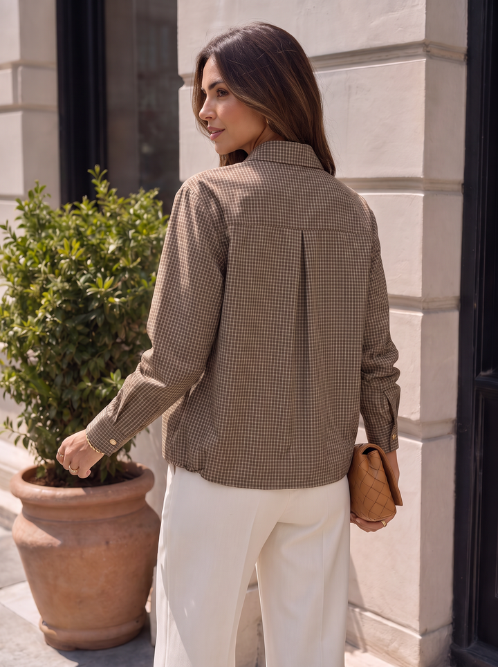 “LAURA” Micro Check Button Through Shirt 