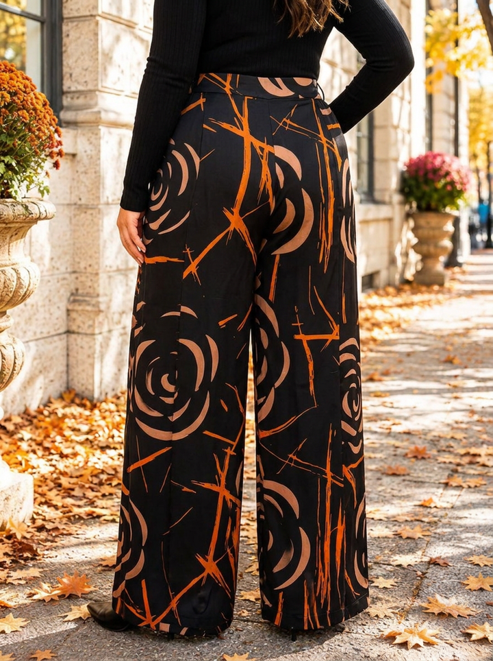 “WILLOW Collection” Pattern Trousers Rose Print