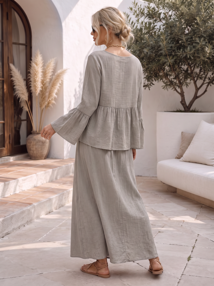 “KAYLEE” Frill Sleeve Co-Ord mocha