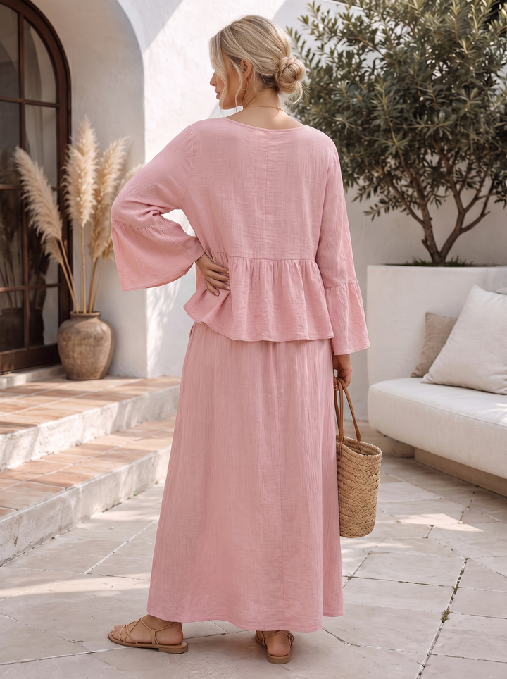 “KAYLEE” Frill Sleeve Co-Ord pink