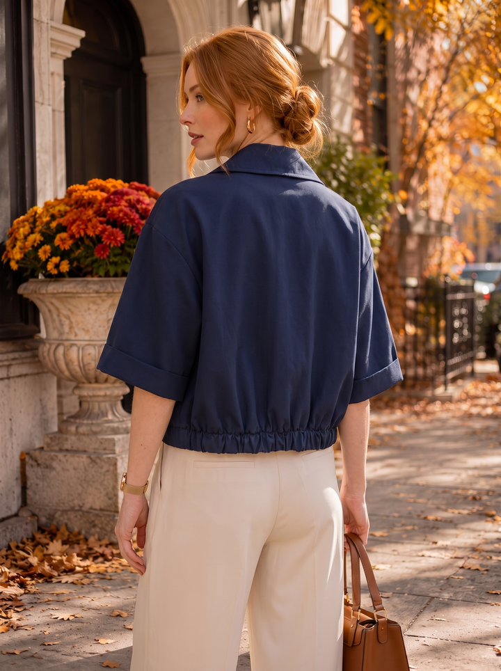 “NELLIE” Cropped Jacket navy