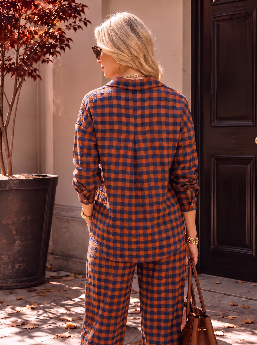 “GINA Collection” Heritage Check Print Shirt rust orange