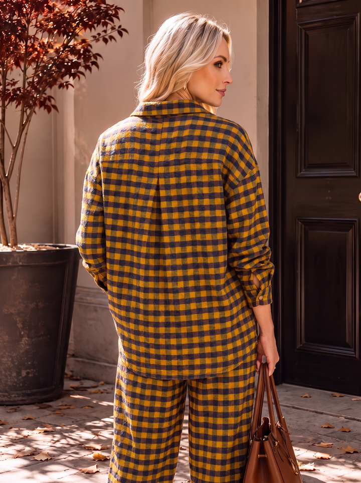 “GINA Collection” Heritage Check Print Shirt mustard