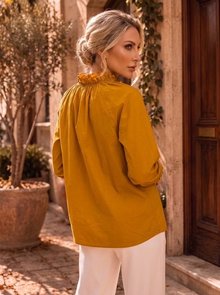 “LILAH” Poets Tie Neck  Blouse mustard