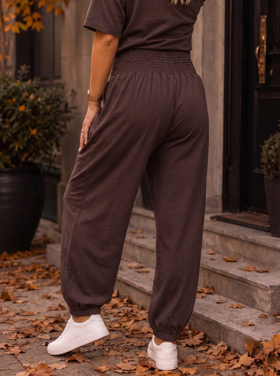 “BETH Collection” Soft Touch Jogger Trousers chocolate brown