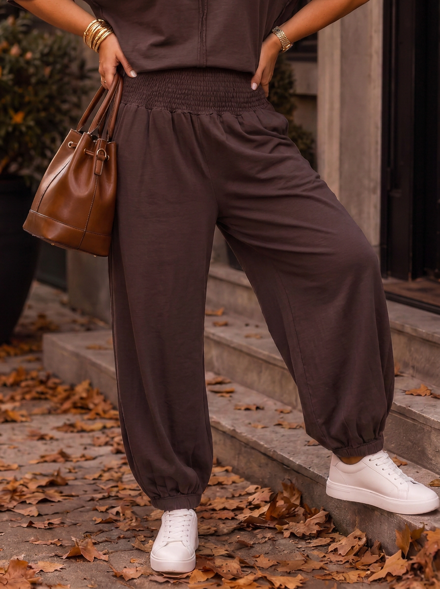 “BETH Collection” Soft Touch Jogger Trousers chocolate brown