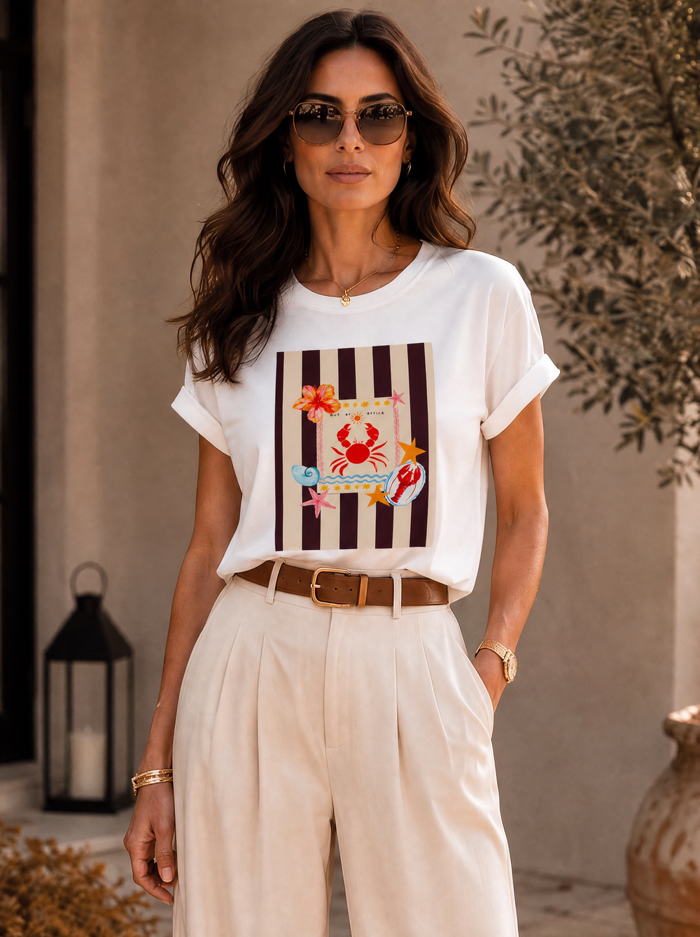 “MILEY” Graphic Print T-Shirt white