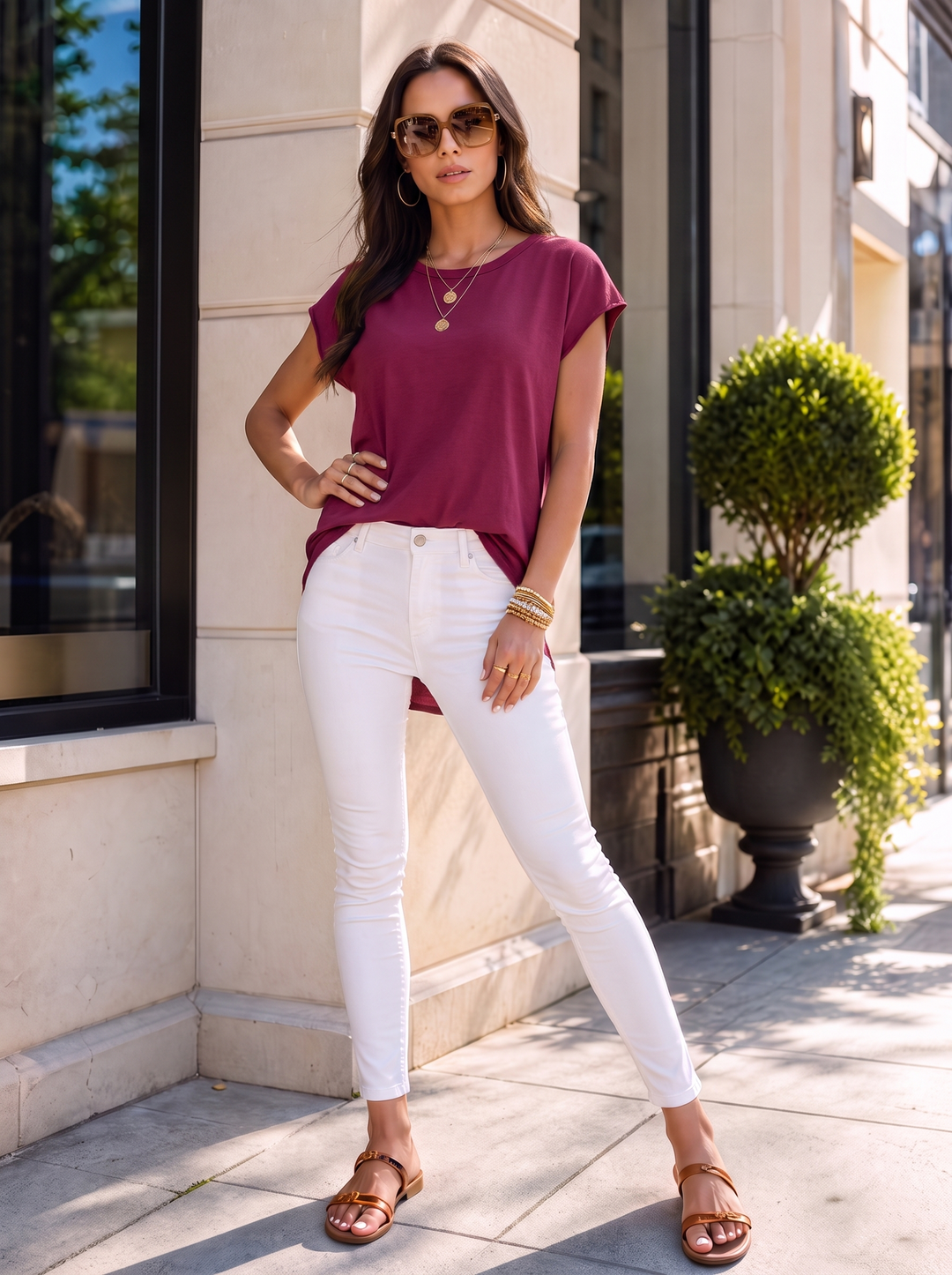 “SIENNA”  Essential T-Shirt plum