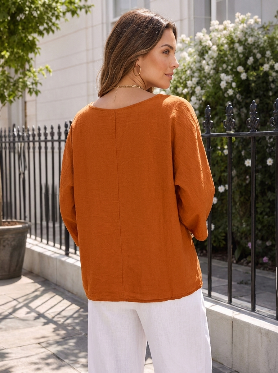 “COLETTE” Top rust orange