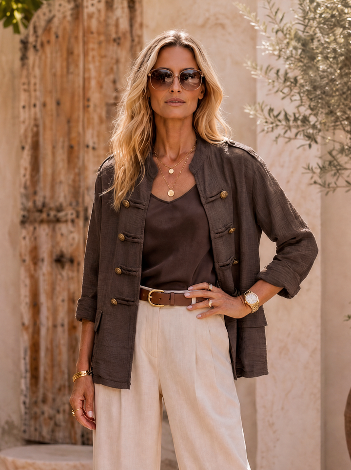 “NADIA” Military Jacket chocolate brown