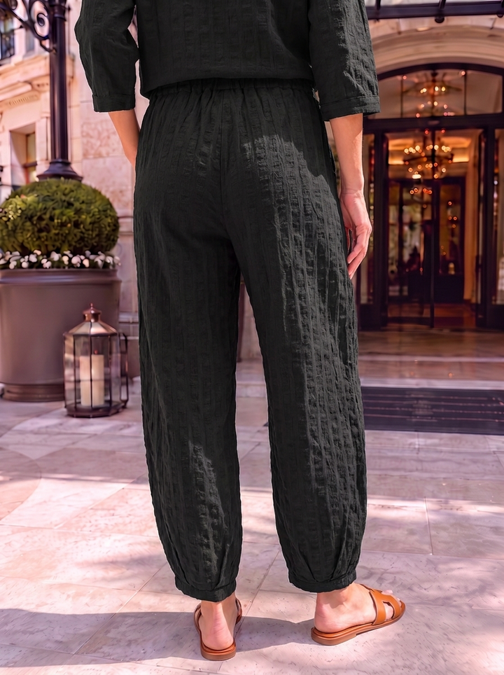 “FLORENTINE Collection” Textured  Check Trousers black 
