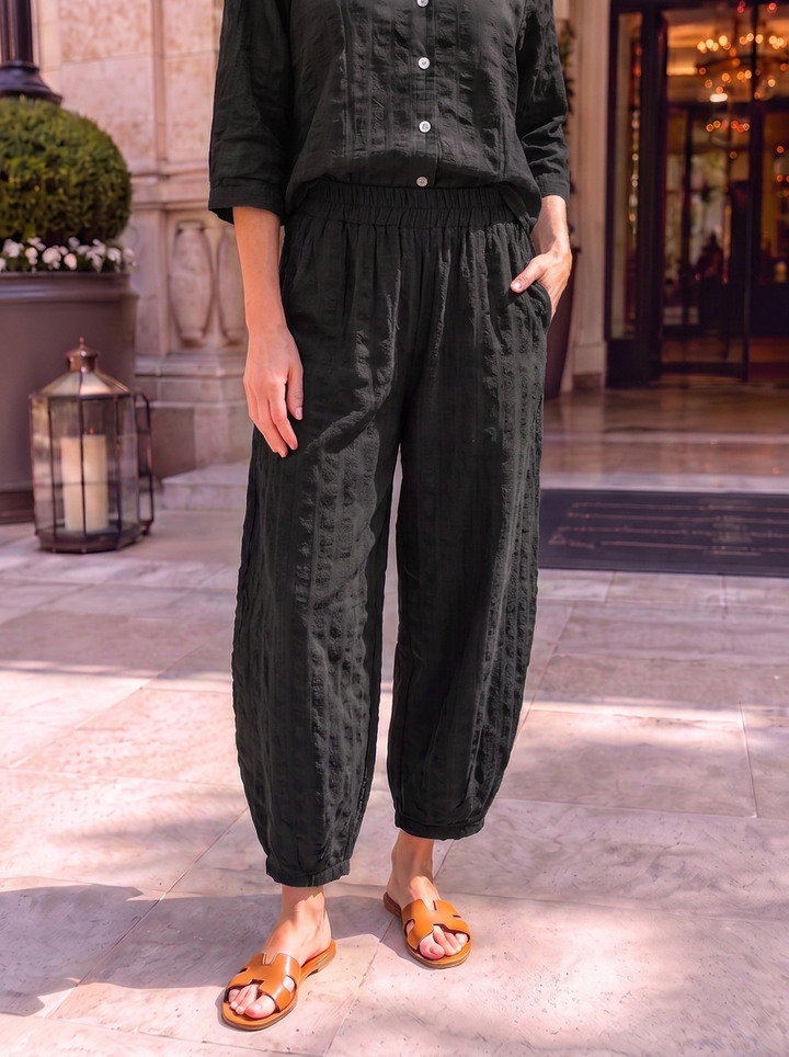 “FLORENTINE Collection” Textured  Check Trousers black 