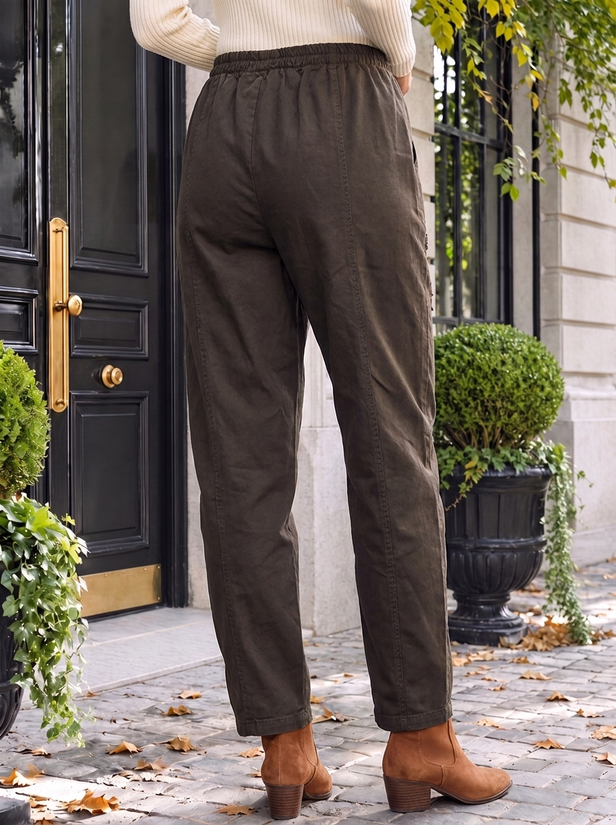 “MILLIE” Italian Distressed Barrel Jeans BROWN