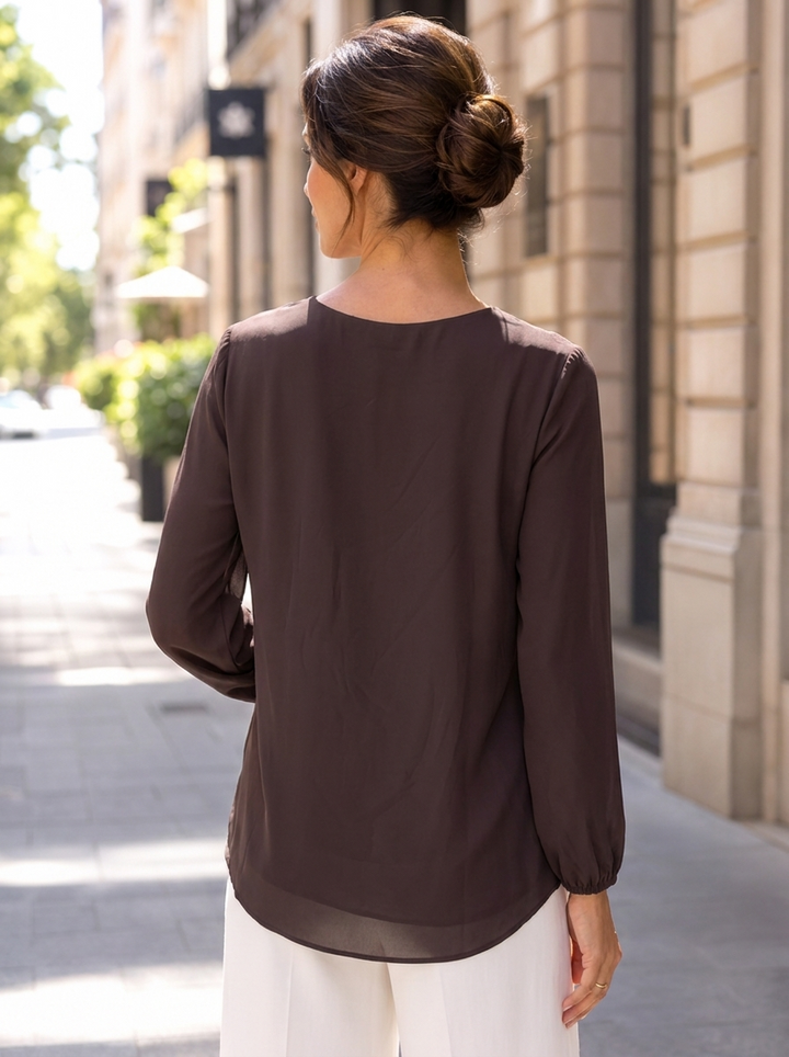“TESSA” Side-Tie Blouse brown