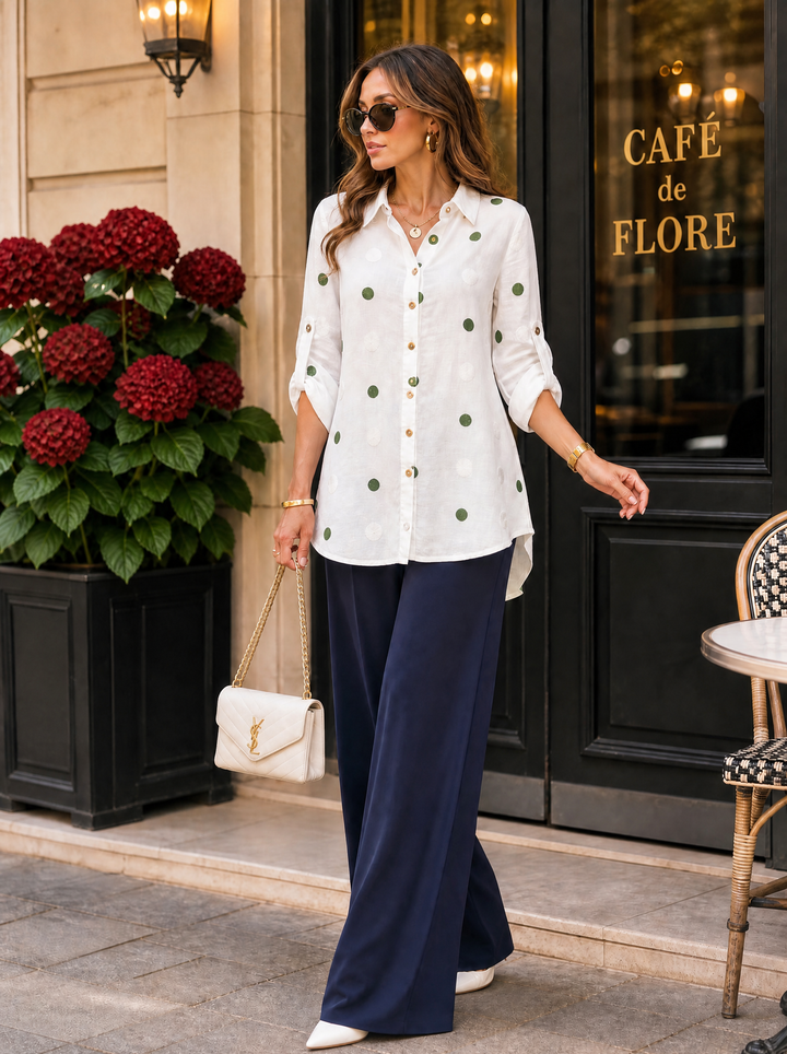 “JOANNA” Polka Dot Shirt  white