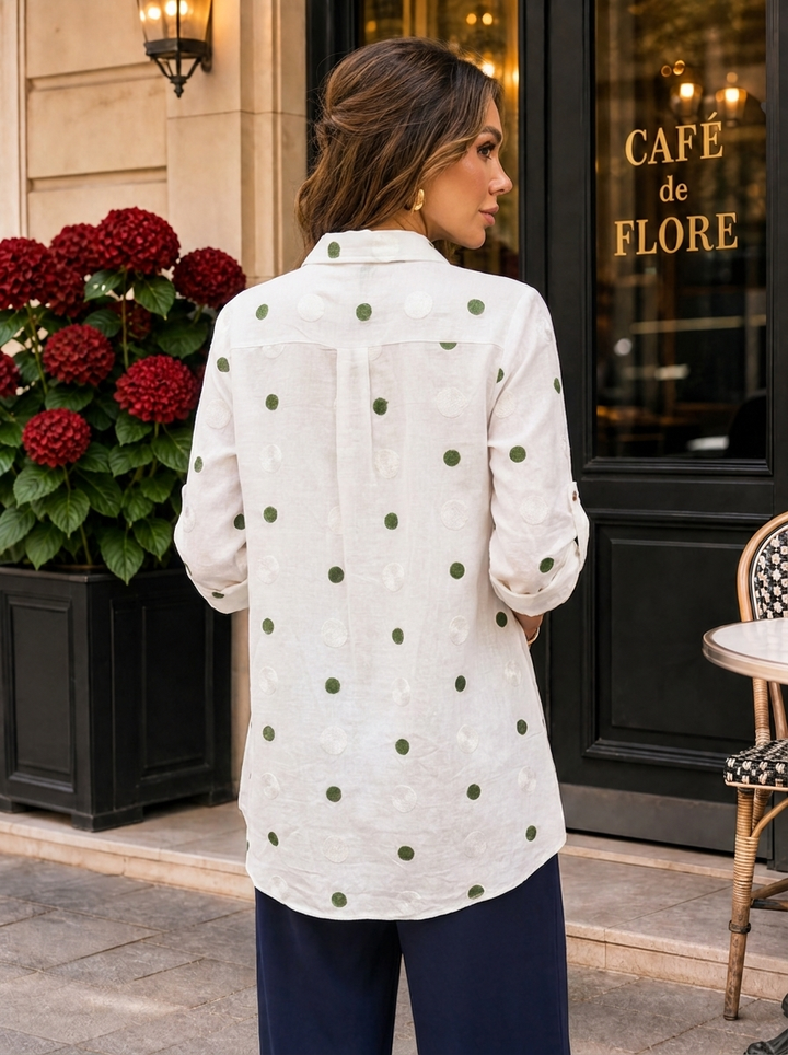 “JOANNA” Polka Dot Shirt  white