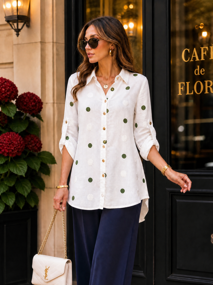 “JOANNA” Polka Dot Shirt  white